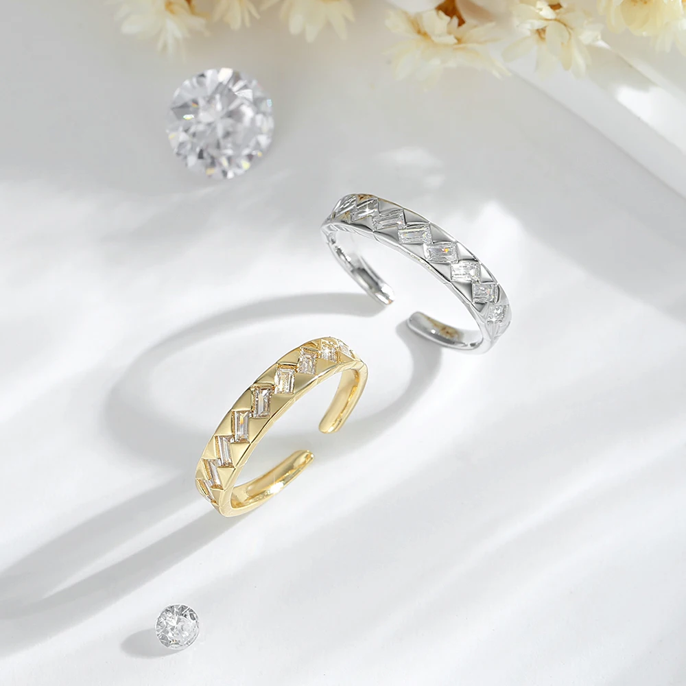 

Open ring for women, simple, versatile and fashionable, set with AAA zircon design, index finger ring, exquisite jewelry