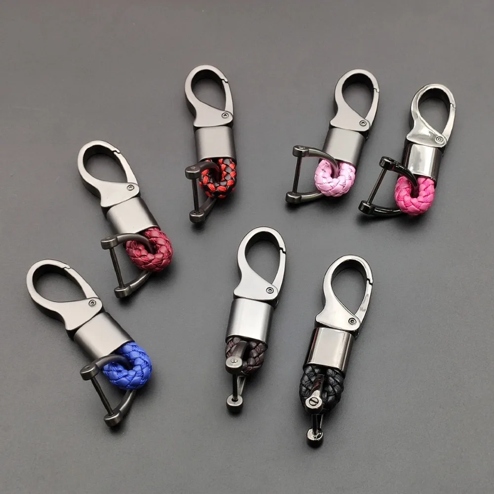 Fashionable Hand Woven Rope Keychain Horseshoe Buckle Car Bag Keyring  Metal Women Men Key Ring Chain High Quality Pendant Gifts