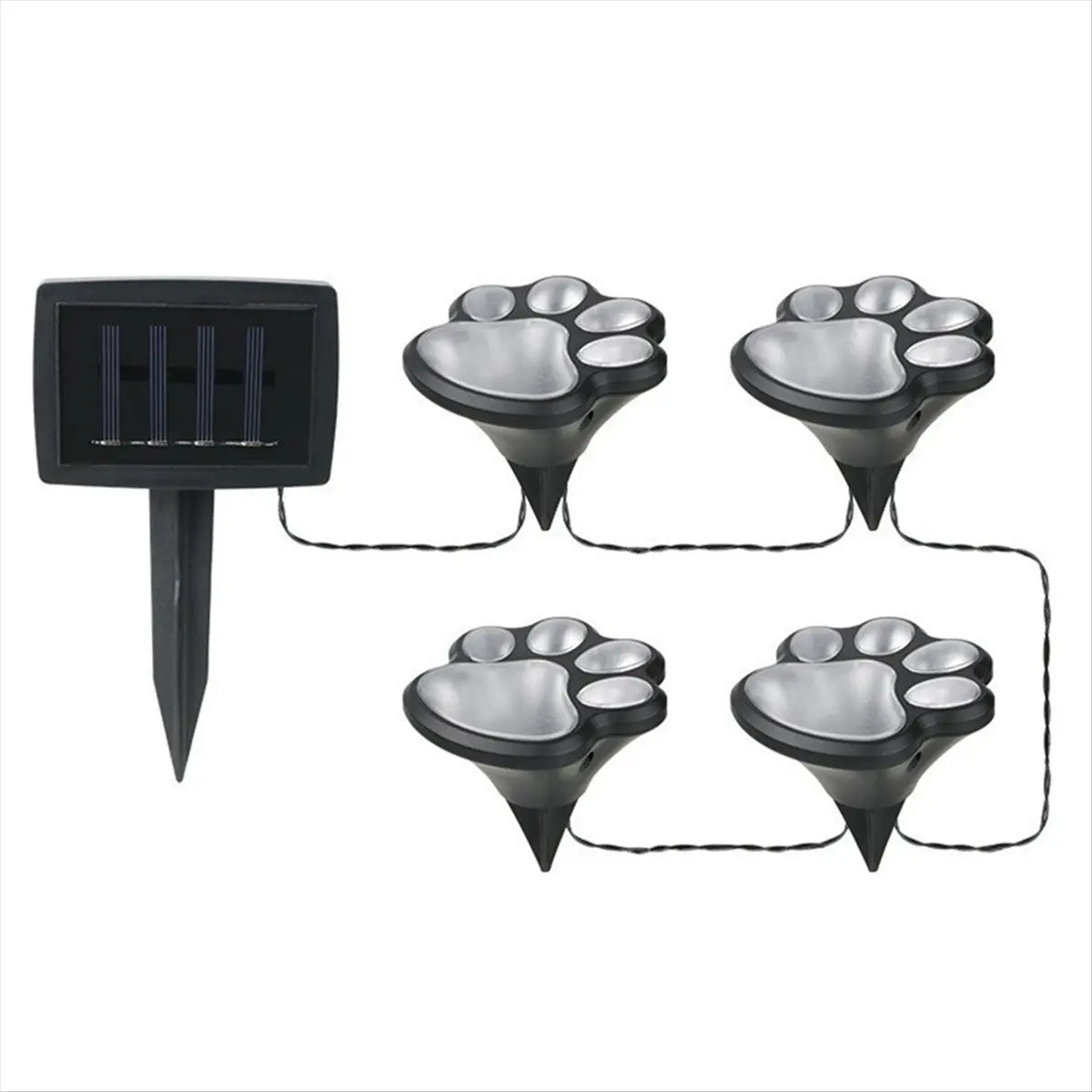 *A99Z Wireless Set of 4 Solar Dog Print Lights Garden Statue Lantern LED Path Light Outdoor Animal Pet Lamp Multicolor