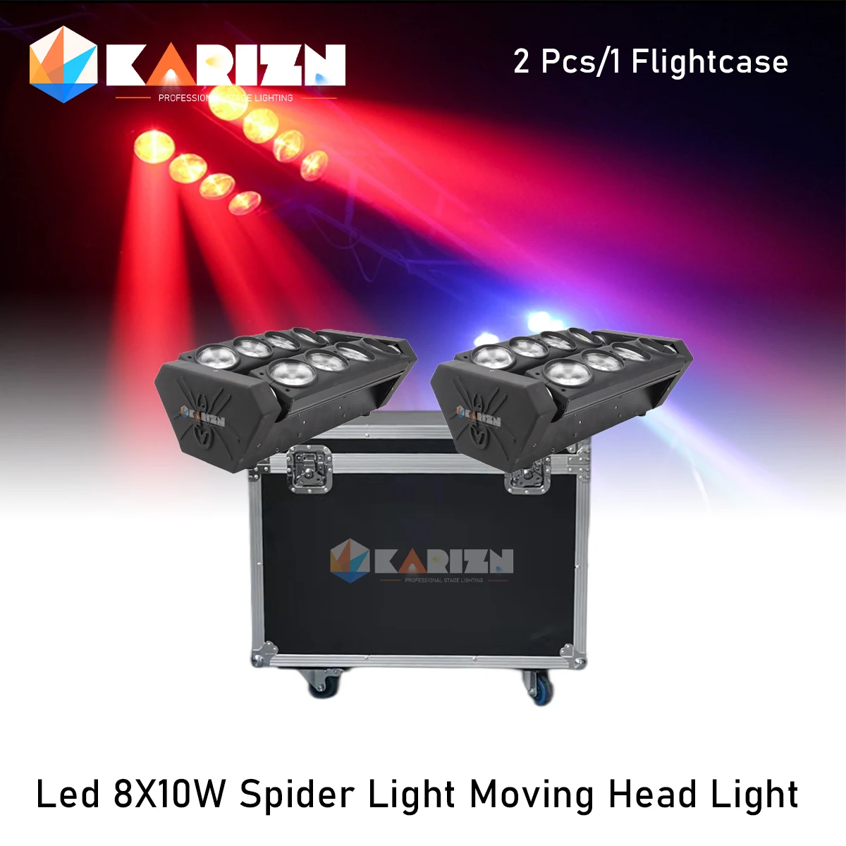 

0 Tax 2Pcs 8X10W Led Spider Light DMX512 Sound Controller LED Moving Head With 1 Flycase Good for DJ Nightclub Party