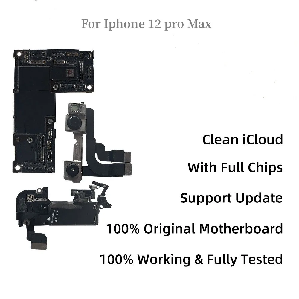 

Full Working For IP hone 12 Mini 12pro Max Motherboard With Face ID 64GB 128GB 256GB Logic Board 100% Original Mainboard