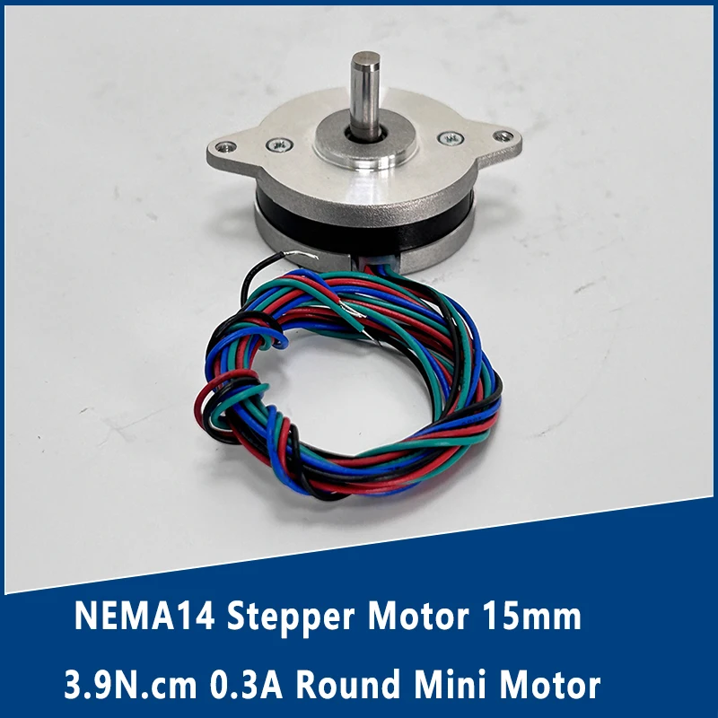 NEMA14 Two-phase Four-wire Stepper Motor Ultra-thin 15mm Precision 0.9 Degree 3.9N.cm 5.0zo.in 0.3A Round Mini Motor