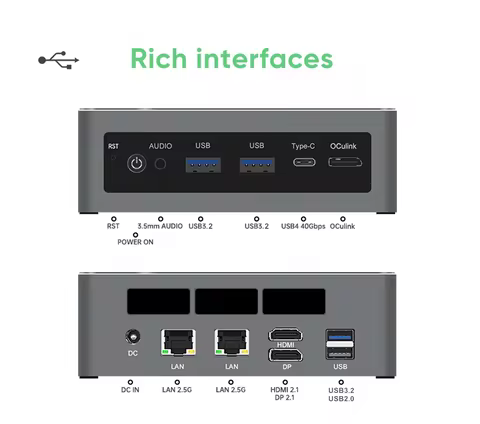 AMD Ryzen AI 9 HX 370 365 PRO 360 TOPC Mini PC Gamer USB4 2x2.5G LAN Oculink 2xPCIe4 Desktop Gaming Computer Windows11 WiFi6E