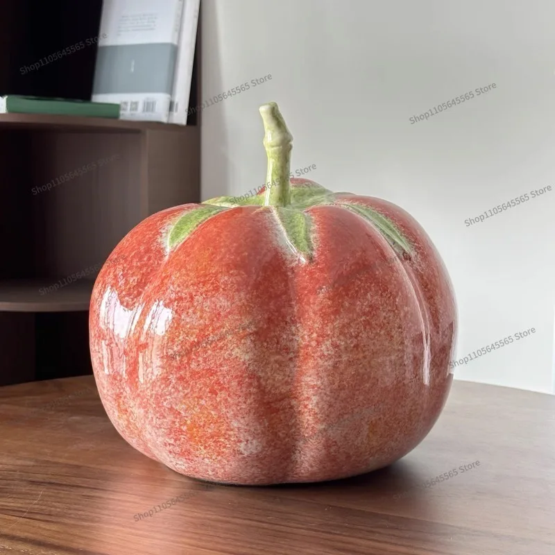 For Ceramic Pumpkin Ornament, Living Room Vegetable Shaped Small Decoration