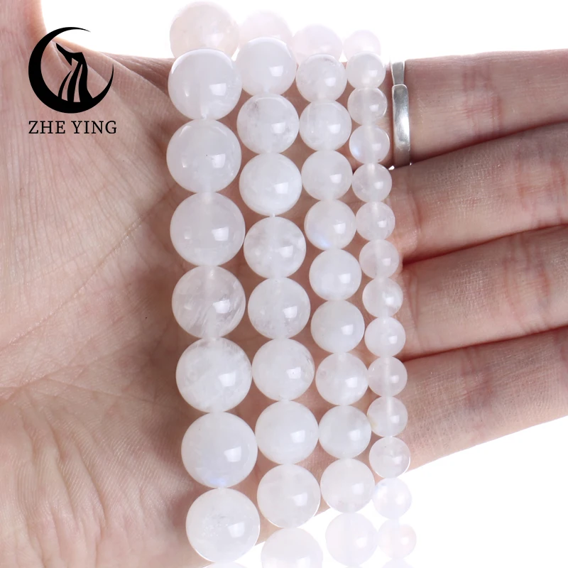 

Natural Moonstone Stone Beads 6A White Round Loose Spacer Beads 6 8 10mm For Jewelry Making DIY Bracelets Necklace Accessories