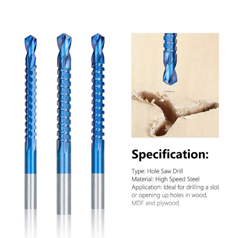 XCAN 3-8mm HSS Hole Saw Drill Bit 6pcs Titanium Coated Electric Drill Bit for Wood Plastic Metal Hole Grooving Carpentry Tools