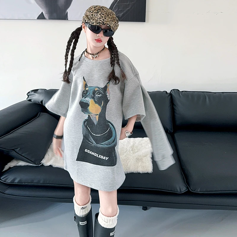 

Весенний дизайн, толстовка с капюшоном для девочек-подростков 4–14 лет, хлопковая толстовка с длинными рукавами и короткими рукавами, 2 стиля, толстовка с круглым вырезом и рисунком, детский топ