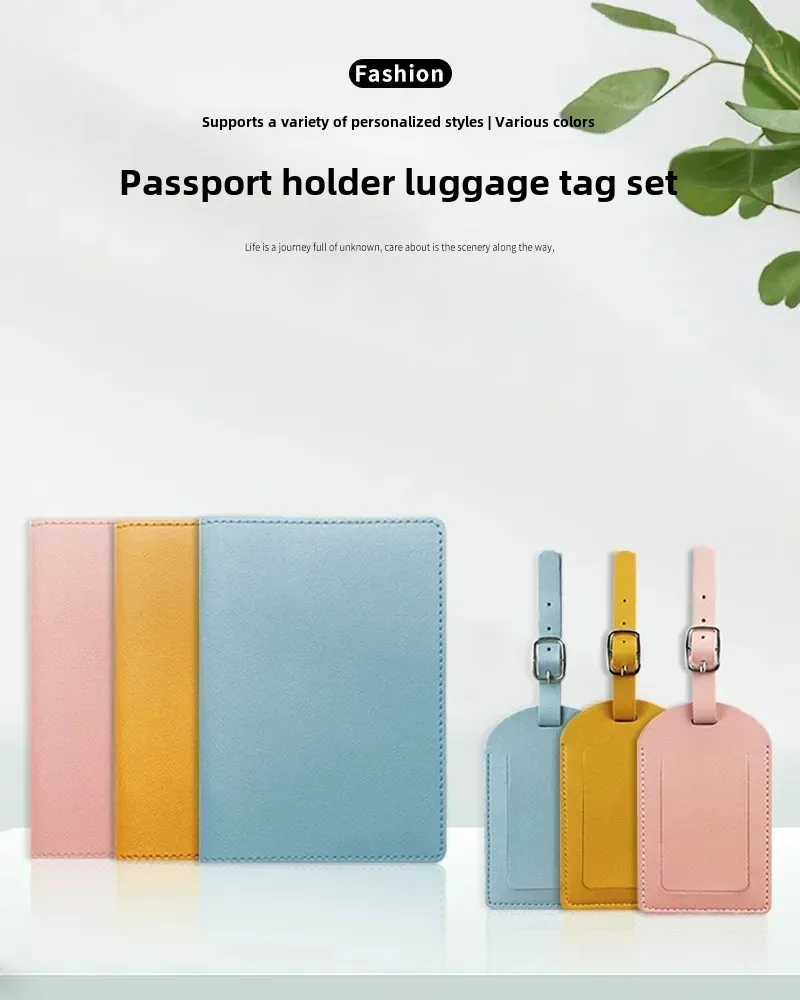 Spot Mehrfarbige Reisepasshülle aus dickem Pu-Leder mit Gepäckanhänger-Set aus Papierkarten und Gepäckanhänger – Detail 2