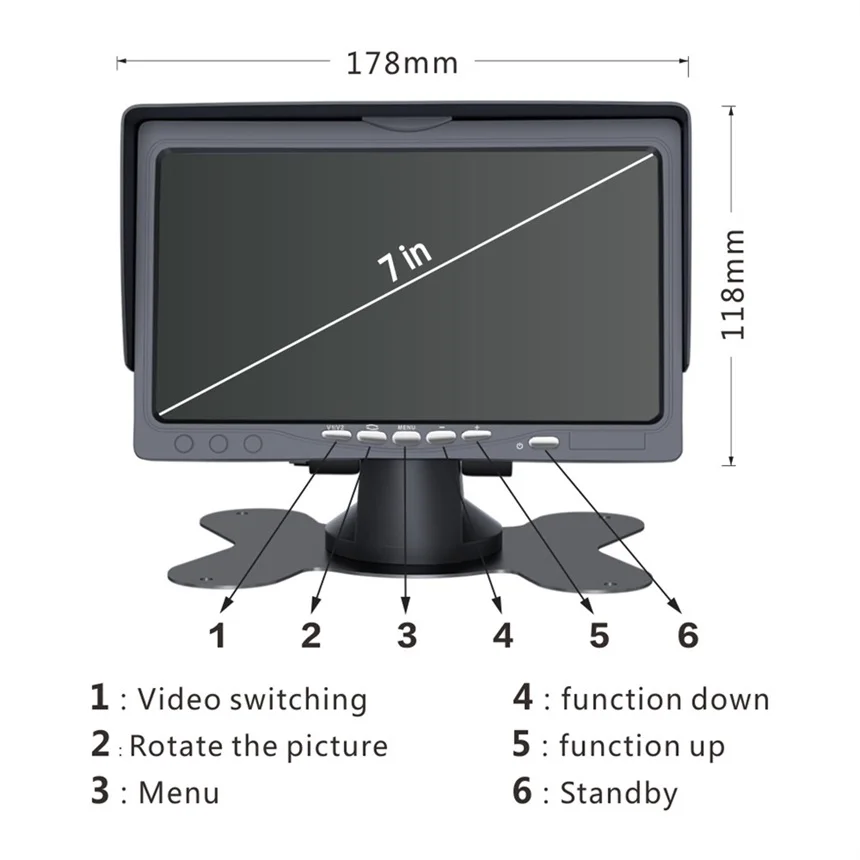 LaBu Official-Website 7 Inch Mini Monitor Hdmi Car Monitor Parking Truck Tarking System Car Electronic Devices