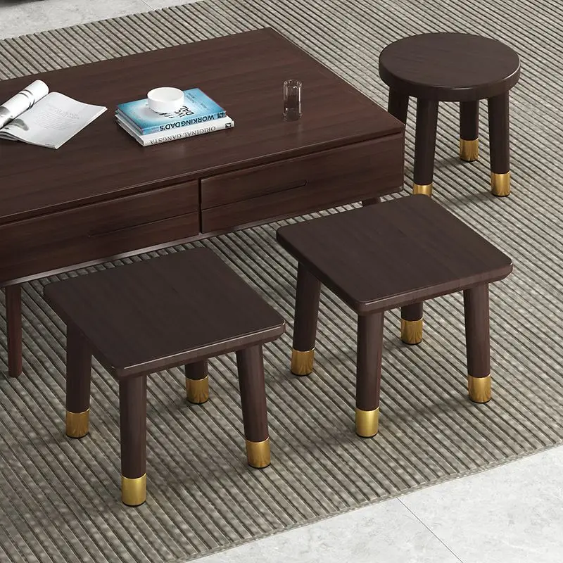 

Solid wood small stool household low chair bench sofa round stool living room shoe changing stool balcony furniture