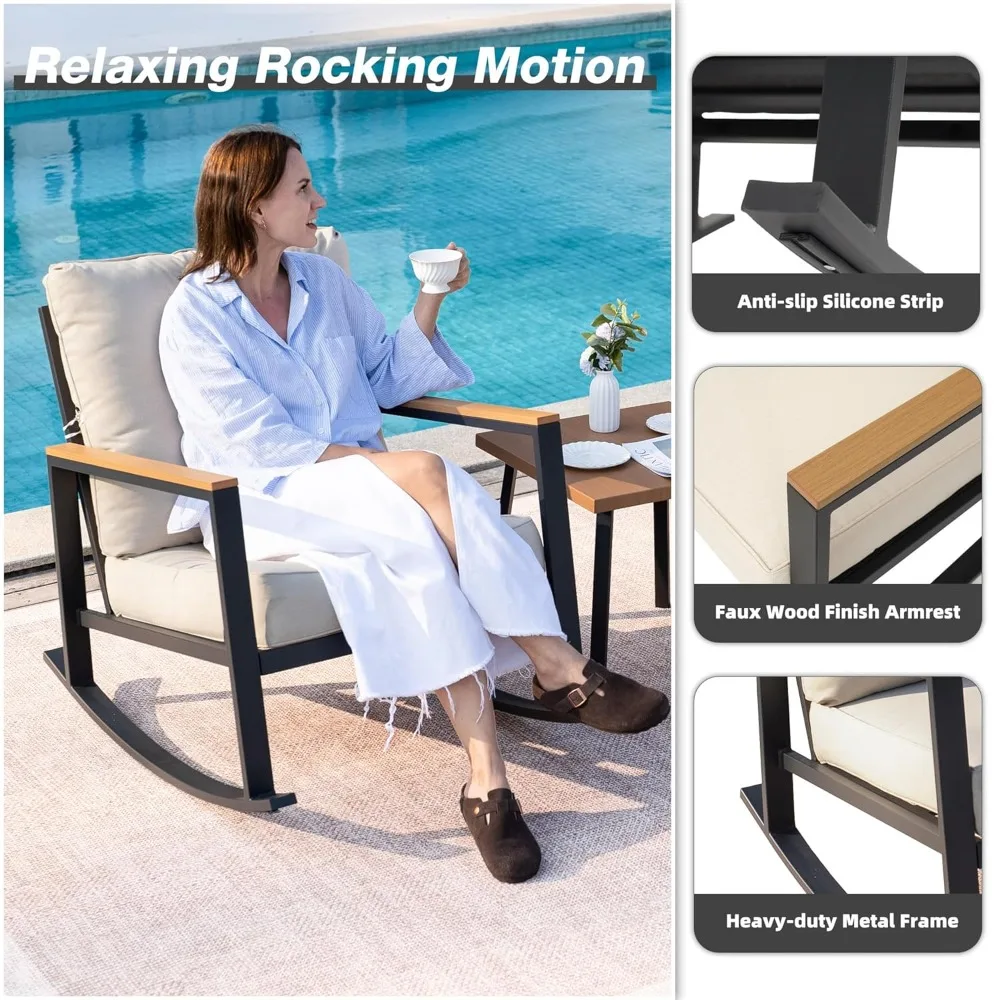 

Комплект садовой мебели из 3 предметов: качалки, кофейный столик и толстые подушки, для улицы, индивидуальный заказ