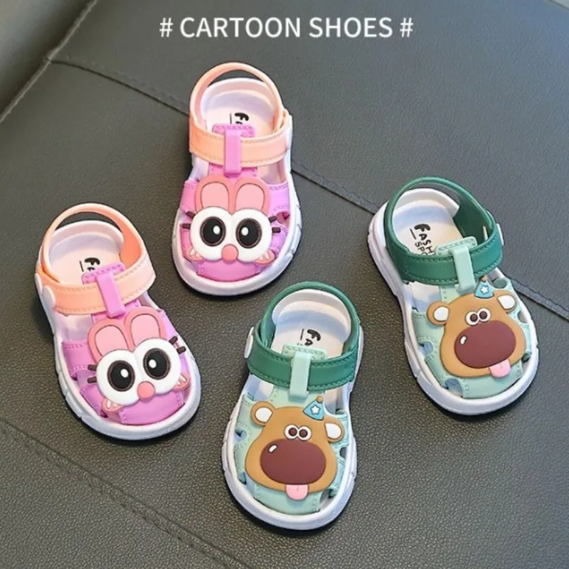 

Сандалии с героями мультфильмов для девочек, новинка 2023 года, летние детские сандалии, детская обувь для детей 1-3 лет, детская прогулочная обувь, обувь для мальчиков на мягкой подошве с героями мультфильмов, детская обувь с защитой от ударов