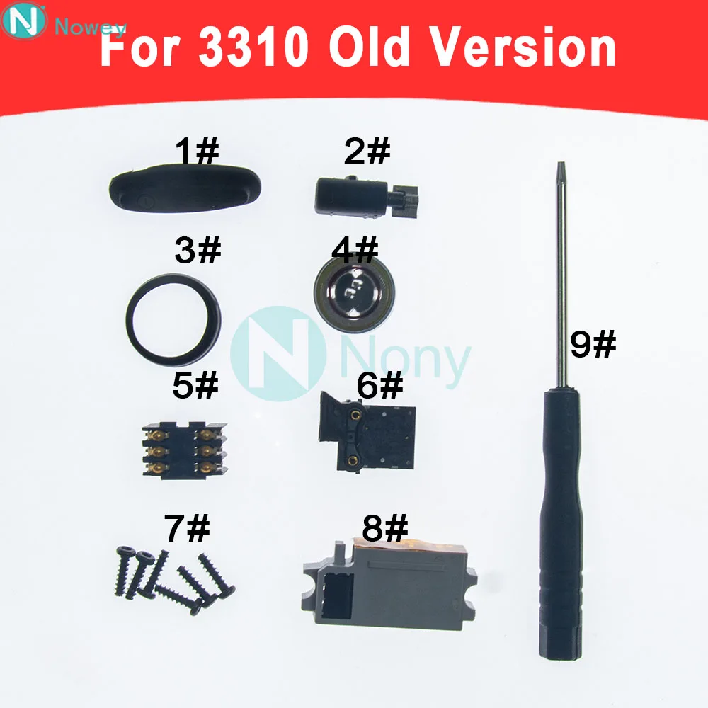 Nowey 3310 Power Button For Nokia 3310 Old Version Mobile Phone Vibrator Earpiece Charging connector Screws Speaker Sim Parts