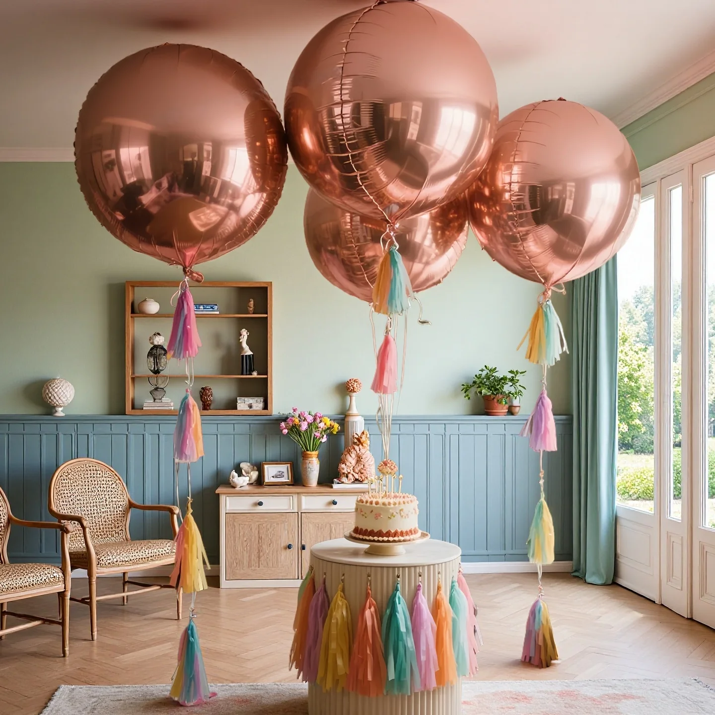4 Stück 32 Zoll riesige 4D runde Folienballons – Jumbo-Metallic-Luftballons-Set für Hochzeit, Geburtstag, Weihnachten, Party-Dekorationen