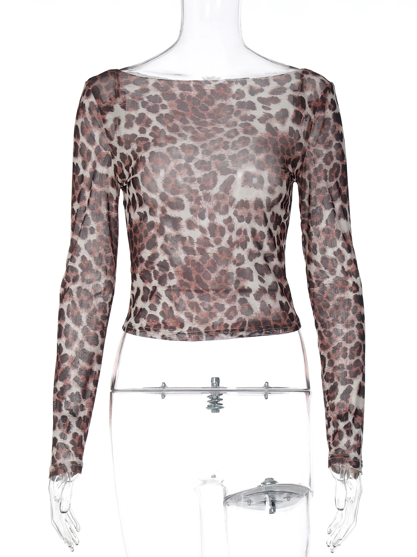 Dulzura-Camiseta Sexy de manga larga con hombros descubiertos para mujer, camiseta ajustada con estampado de leopardo, traje informal versátil de estilo callejero Y2K, moda de otoño