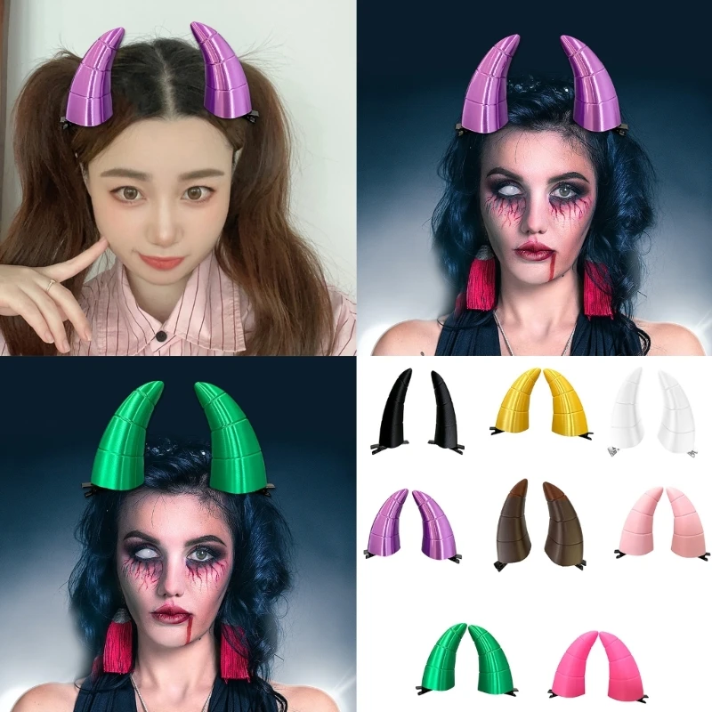 95AB 1 para diabelskich rogów spinki do włosów Halloween demony spinka do włosów kostium cosplay na Halloween akcesoria dla — zdjęcie 2