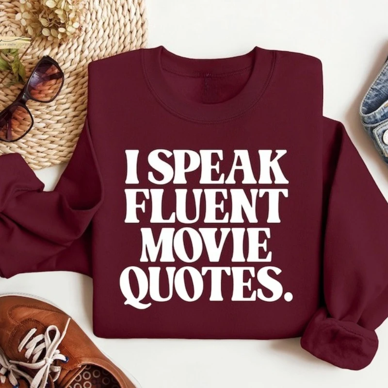 أنا أتكلم بطلاقة يقتبس مضحك كم طويل البلوز فيلم عاشق لأفضل صديق برتقالي مروحة هدية الشتاء الدفء مطابقة هوديس