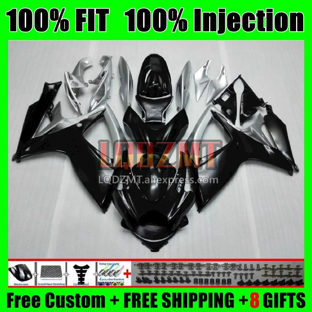 Injection Body For SUZUKI GSXR600 K6 GSXR750 GSXR 600 750 4No.5 GSX R750 Black silvery GSXR-750 06 07 GSX-R600 2006 2007 Fairing