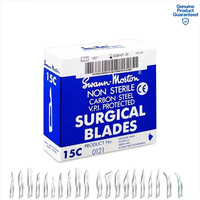 100Pcs Swann morton Carbon Steel Scalpel Surgical Blade 15C 11 15 11P 10 20 10A 12 21 22 23 18 24 15T 26 15ARepair Cut Tools