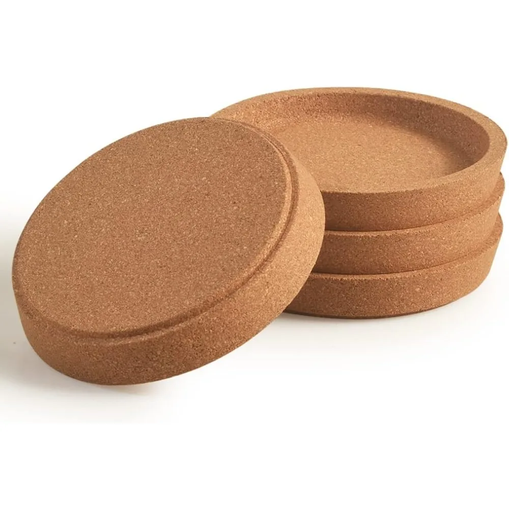 

Cork Coasters, Etra Thick With Rising Rim Reusable Absorbent Cup Coaster, Stackable, Pack Of 4