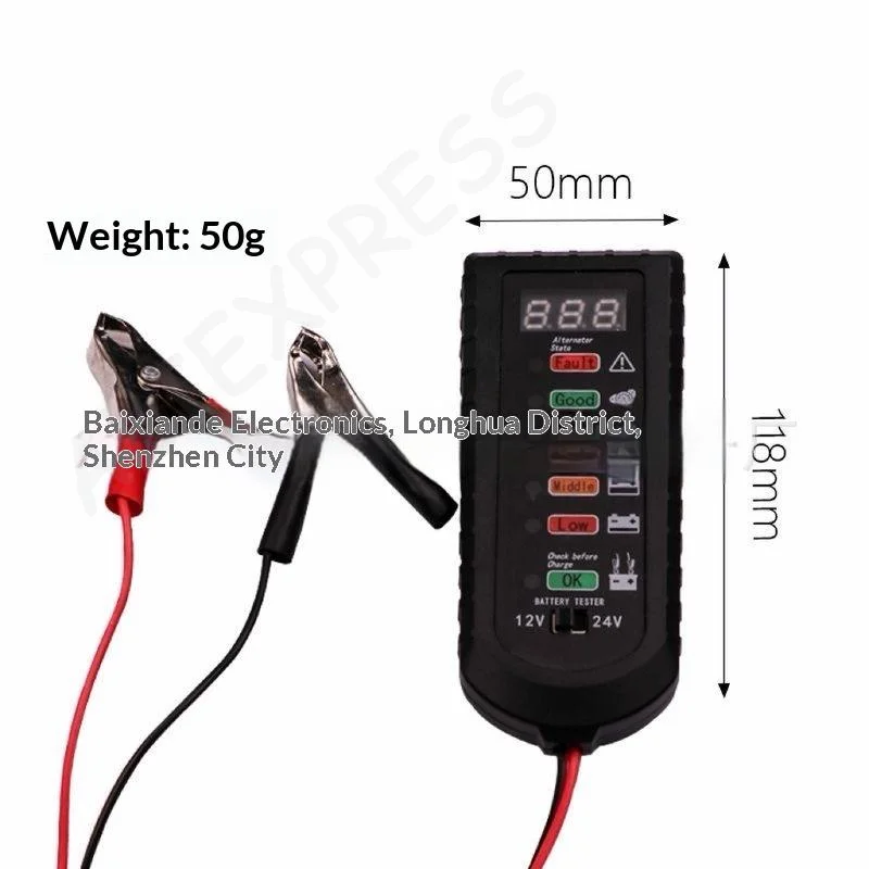 [G]Mini 12V Car Battery Tester Digital Alternator Tester 6 LED Lights Display Car Diagnostic Tool Auto Battery Tester For Car