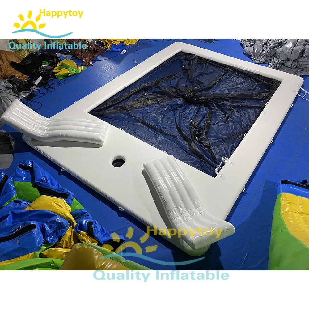 Inflatable Floating Ocean Sea Swimming Pool / Protective Anti Jellyfish Pool With Netting Enclosure For Yacht