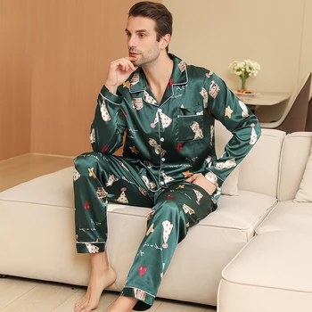 Pyjama à manches longues pour hommes beaux vêtements pour la maison cardigan mince décontracté peut porter deux olympiques été printemps et automne