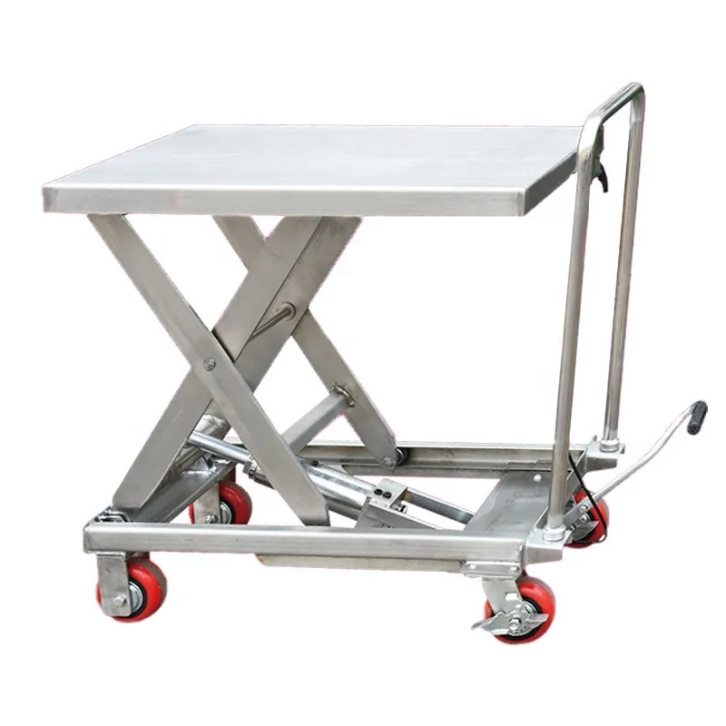 

[Best-Selling] Portable Stainless Steel Hydraulic Lift Platform & Manual Trolley Jinge Brand Low Price 830x500mm/1010x520mm Tabl