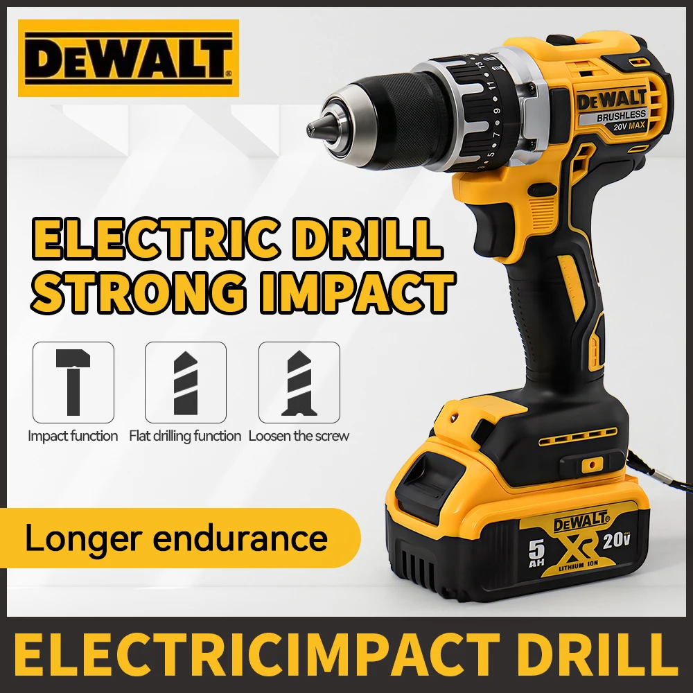 Dewalt DCD796 electric impact drill 65Nm high torque operation 20v lithium battery rechargeable brushless cordless power tools