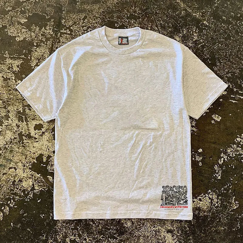 Pure Cotton Double Thread 3A260g Short Sleeve T-Shirt Unisex Loose Fit Vintage American Style for Couples Youth Summer Wear