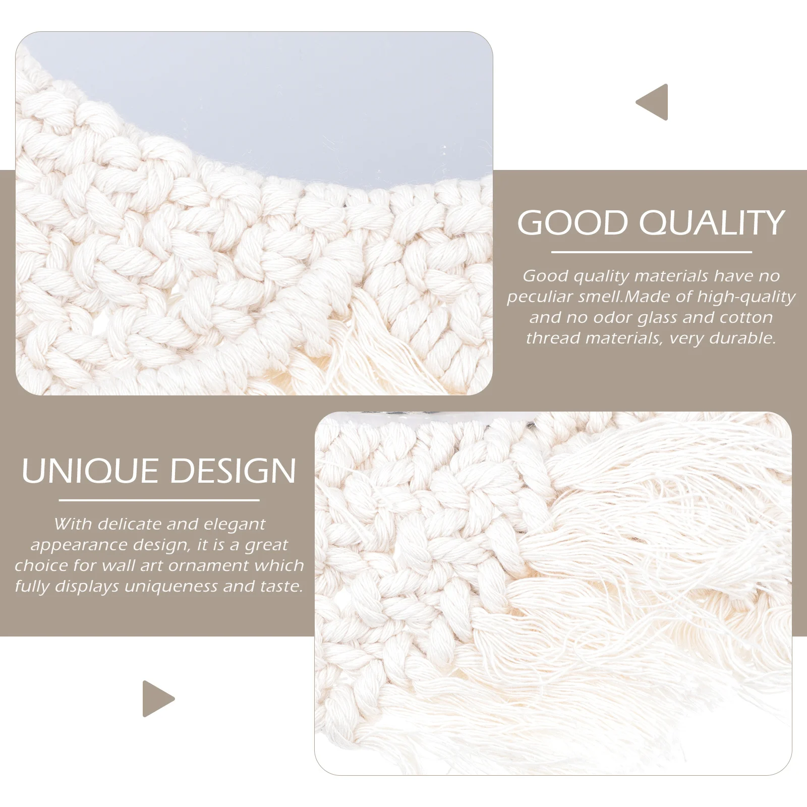 

Handmade Woven Tapestry Mirror Decorative Wall Hanging Bedroom Indoor Wall Art Mirror Ornament with Fringe Elegant Minimalist