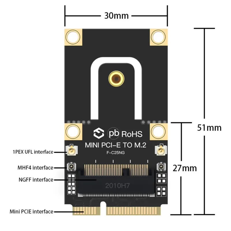 M.2 NGFF to Mini PCI-E Adapter For M.2 WiFi Wlan Card For Intel AX210 AX200 9260 8265 Bluetooth Network Adapter For Laptop
