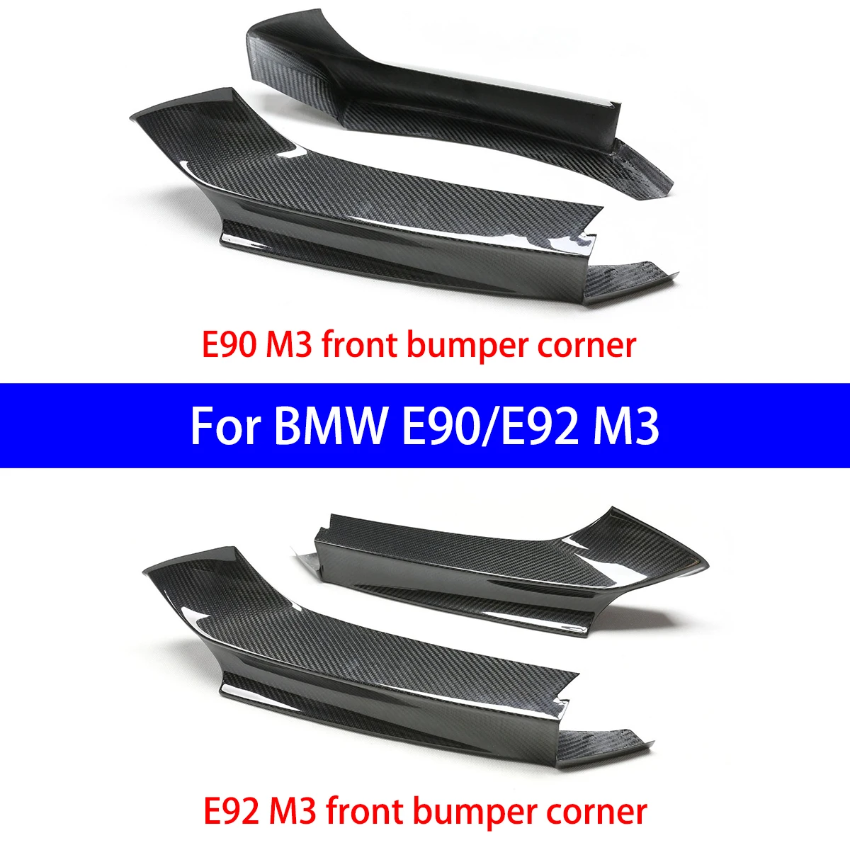 

Подходит для BMW E90/E92 M3, сухой углеродное волокно, декоративная наклейка на передний бампер, угловой подбородок