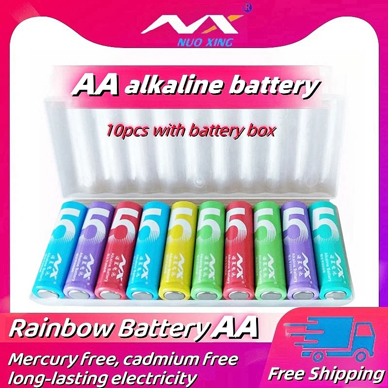 

NX Rainbow AA battery 1.5V Alkaline Dry Battery LR6 Toy Smart Door Lock Long Lasting Leakproof 5-Year Shelf Life