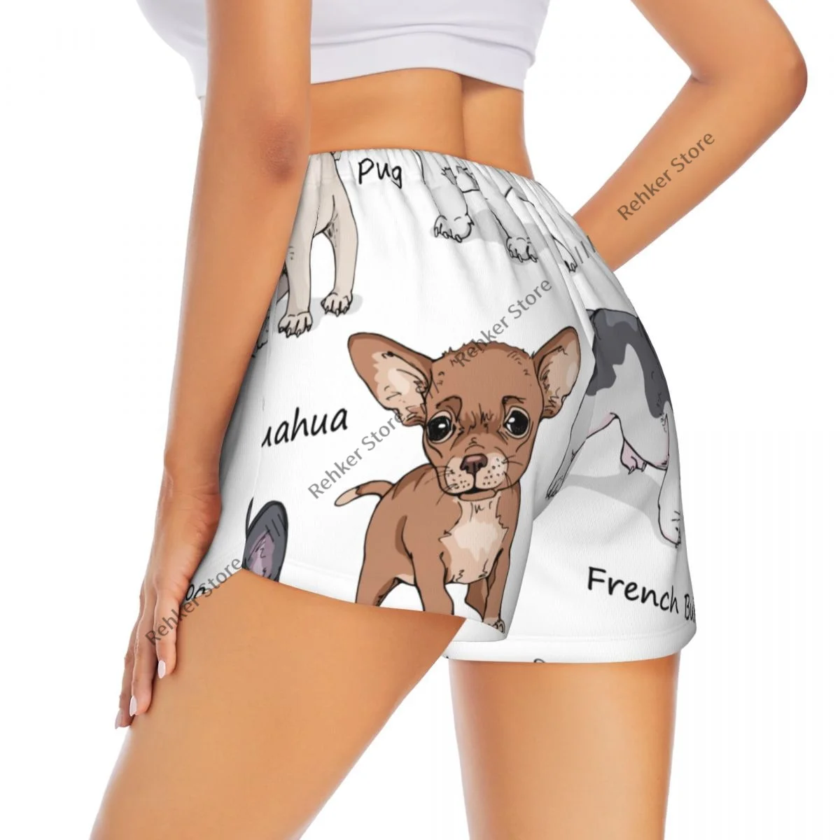 

Шорты для тренировок, женские быстросохнущие двойные шорты для фитнеса, бульдог, бигль, Джектерьер, мопс, спортивные шорты для йоги, леггинсы для спортзала