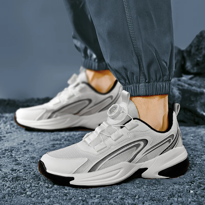 

Men's Rotating Buckle Mesh Sneakers - Trendy Fashion Casual Shoes with Breathable Design & Adjustable Fit, Lightweight Urban Str