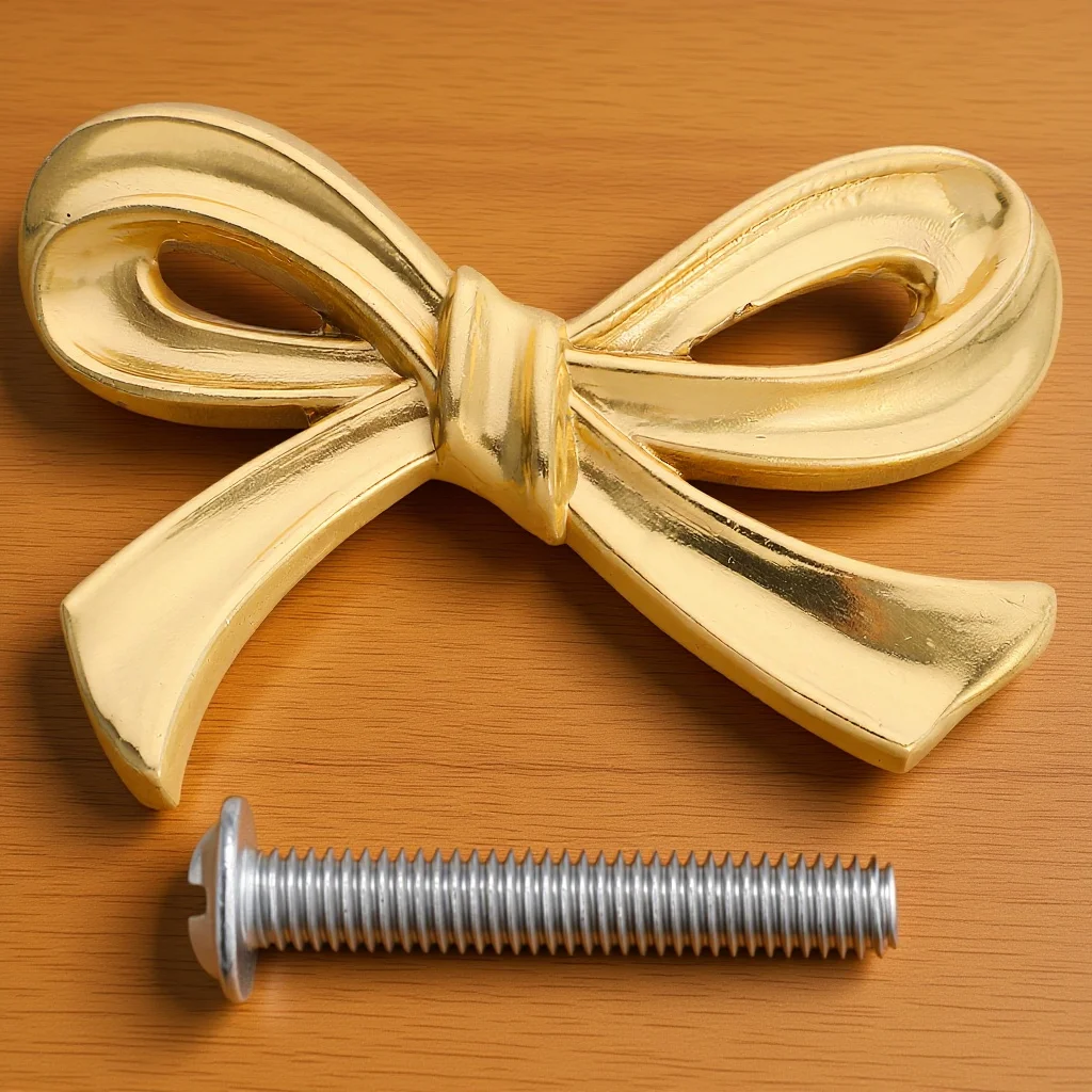 

Stylish Bowknot Brass Cabinet Knobs - Small Size Drawer Pull Handle for Closet Dresser Furniture Room Decor Cabinet Knob