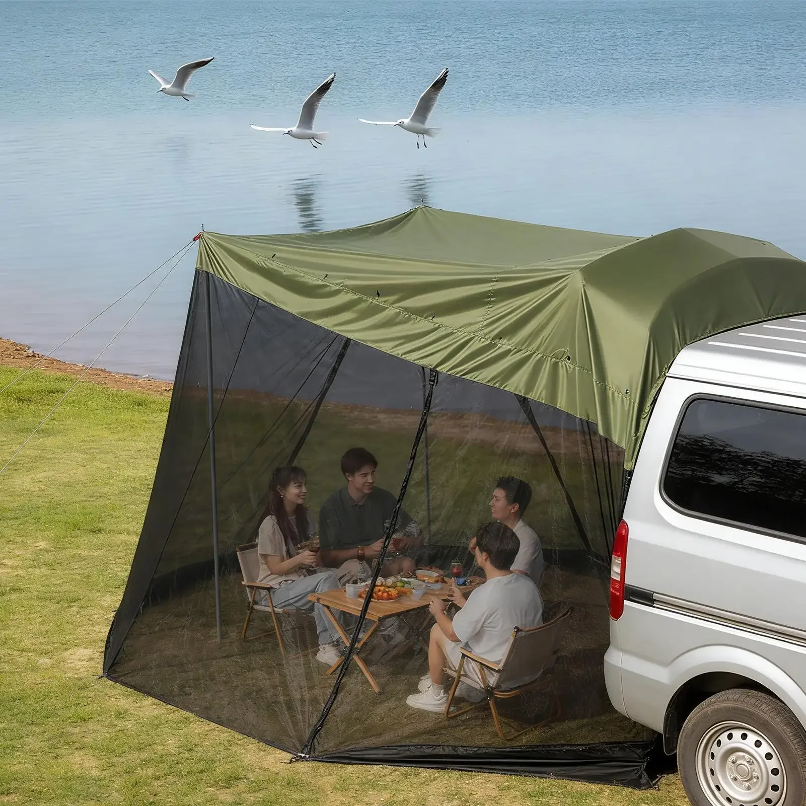 Car Tents For Camping SUV Anti-UV Waterproof Canopy 126x78x76.7 Inch Windproof Portable SUV Tailgate Tent For Vehicle Truck
