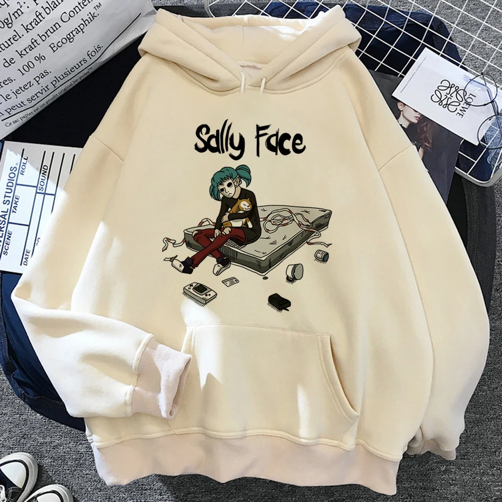 Sally Face-女性用フード付きシャツ、長袖トップス、カワイイパーカー、トラックスーツ、2023