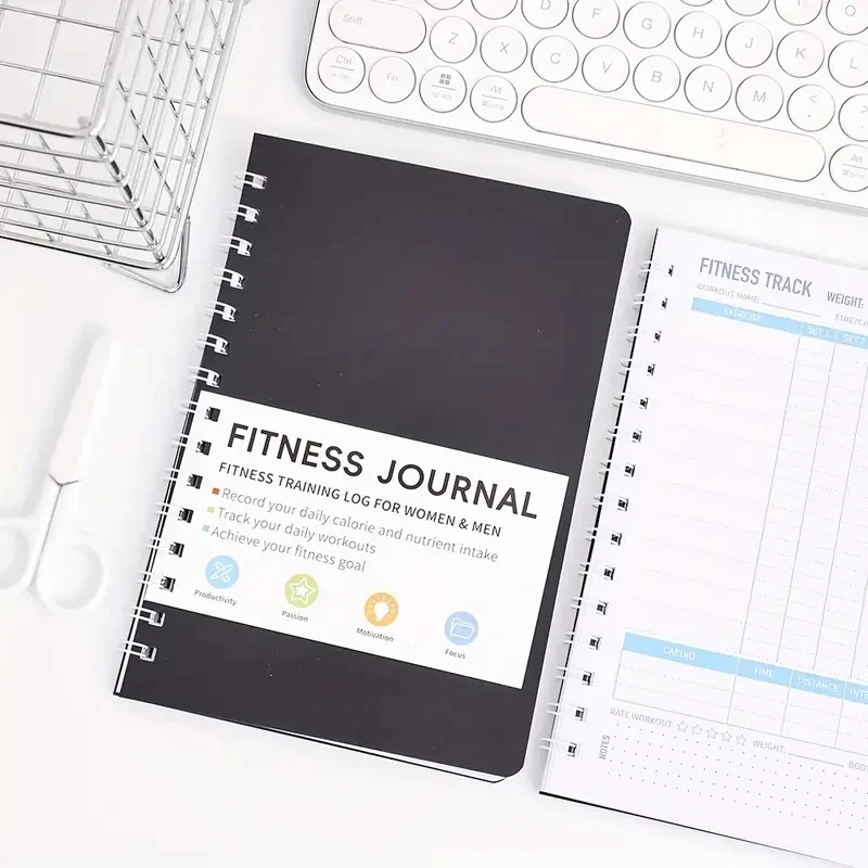 Fitness Journal Notebook Daily Exercise and Nutrition Plans 32 Sheets Spiral Notebooks Writing Pads Office School Supplies