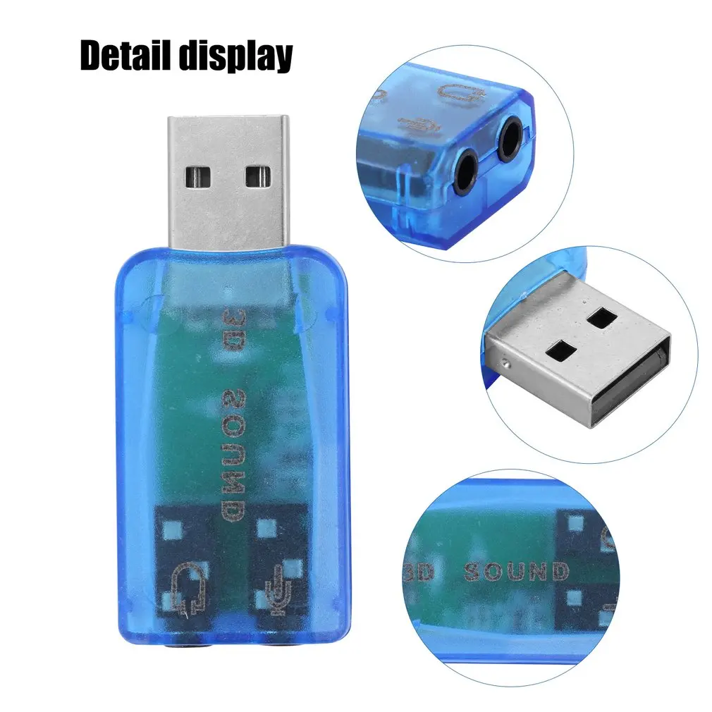 1 Pc 3D Audio Card Usb 1.1 Mic/Speaker Adapter Surround Sound 7.1 Ch Voor Laptop Notebook Dropshipping