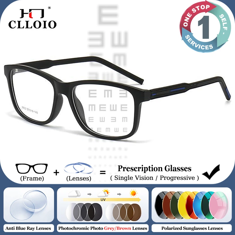 clloio-ファッション快適なカジュアルスタイル抗青色光近視メガネ男性用スポーティ耐久性のある累進処方メガネ