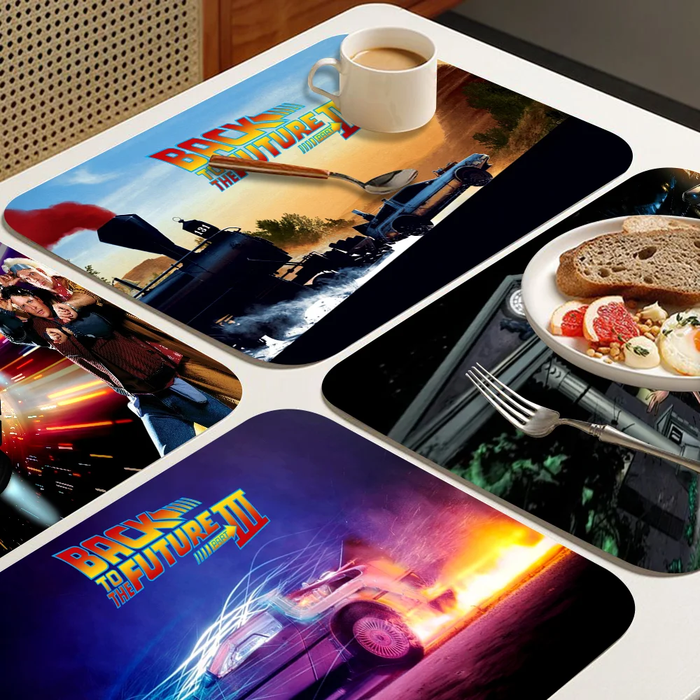 Retro Back To The Future Kitchen Tableware Dish Drying Mats Desk Drain Pad Heat Resistant Counter Top Mat Non-slip Placemat