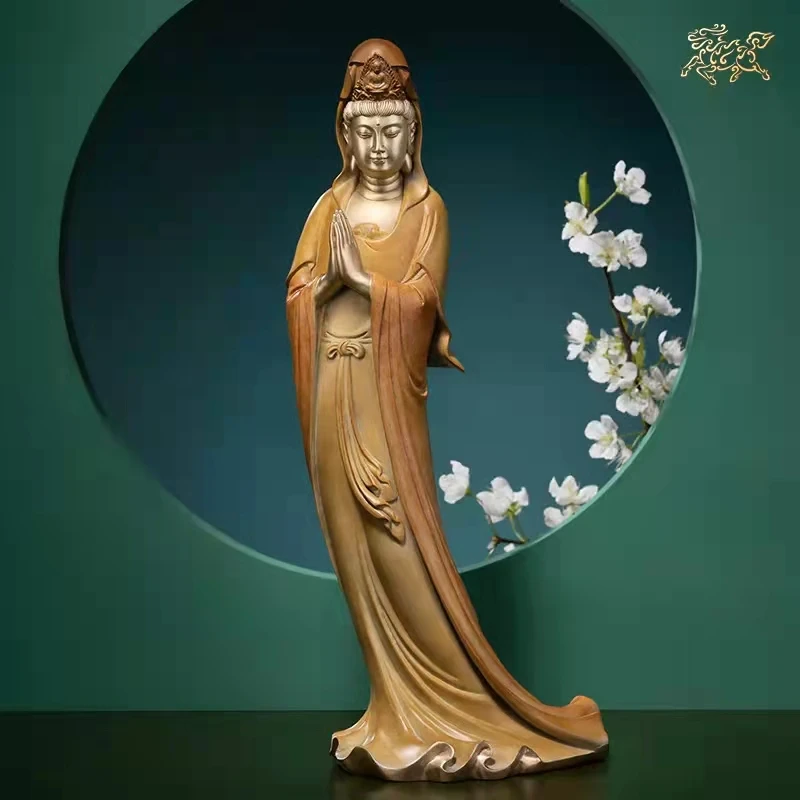 5A+ Asia high grade bronze ZI ZAI standing Guan yin Buddha Avalokitesvara Decorative statue HOME office Efficacious