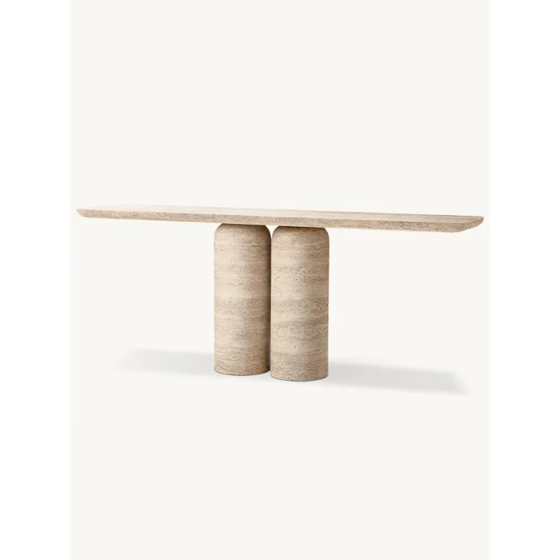 

Italian minimalist natural travertine entry against the wall entrance table model room corridor