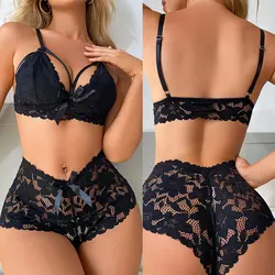 2 Piece Set Women Lace Babydoll Open Crotch Exotic Porn Outfit Ladies Sexy Lingerie Erotic Underwear Set Sex Costume Bodysuit