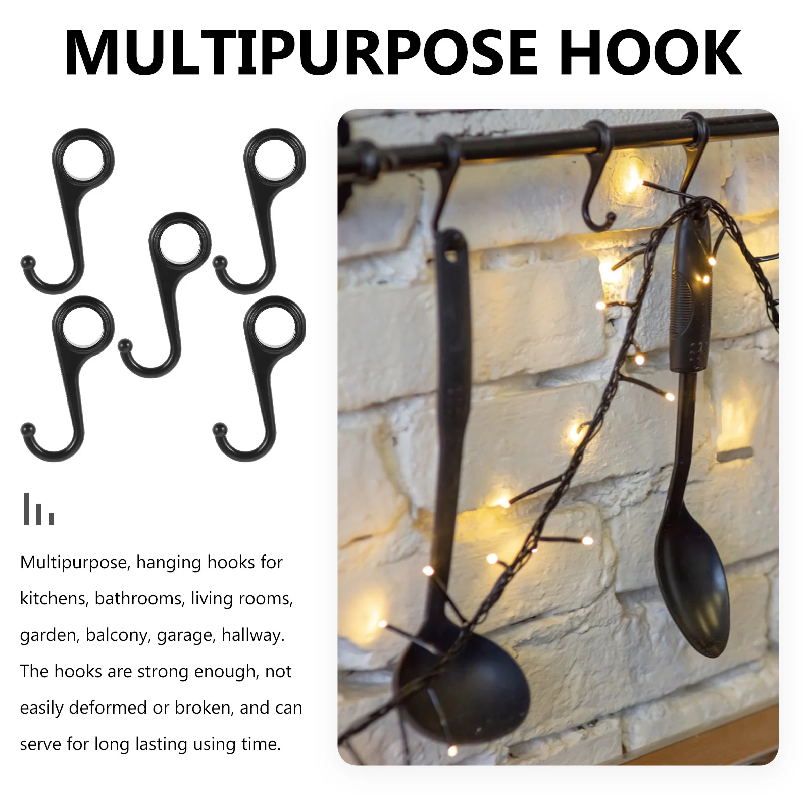 

5Pcs Strong Flexible Hooks Multi-Functional Metal Hangers for Doors Kitchen Bathroom Closet Home Decor Durable Hanging Rack