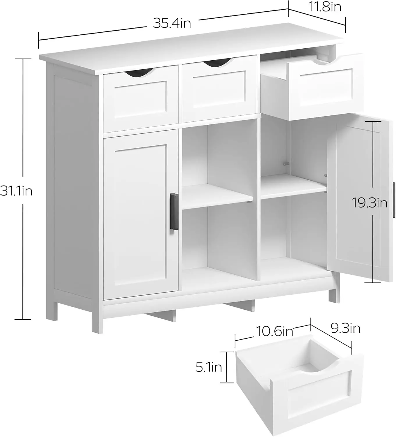 35” Morden Buffet Sideboard Cabinet with Doors and Drawers, Coffee Bar Cabinet, Sideboard with Storage, Kitchen Buffet for Livin