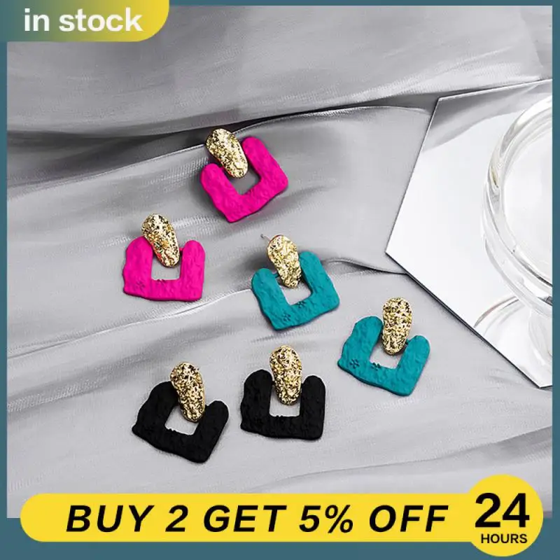 Alloy Temperament Earrings Fashionable And Versatile Earring 1 Pair Square Earring Pendant Fine Workmanship 3 Colors Earrings