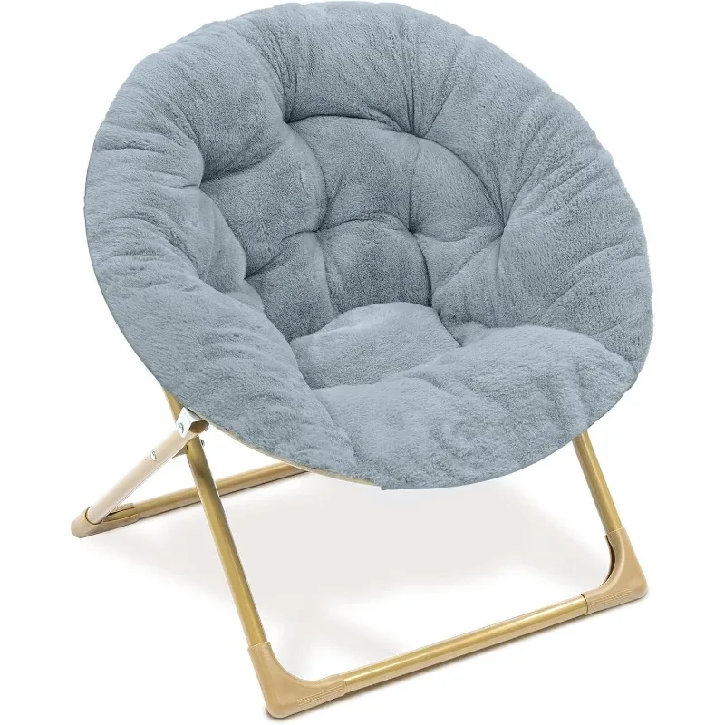 Mini chaise douillette Milliard pour enfants, chaise mentaires orielle pliante en fausse fourrure pour les tout-petits, gris